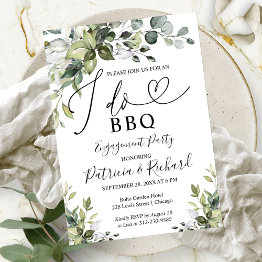 Small Greenery I Do Bbq Engagement Party Invitation Front View