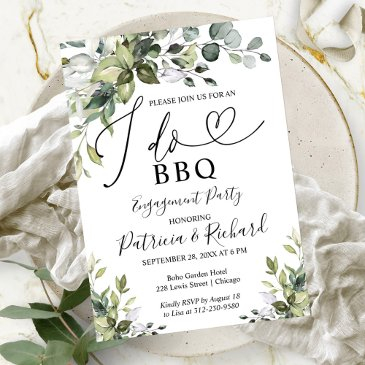 greenery i do bbq engagement party invitation