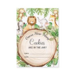 Small Greenery Jungle Animals Guess How Many Cookies Enclosure Invitations Front View