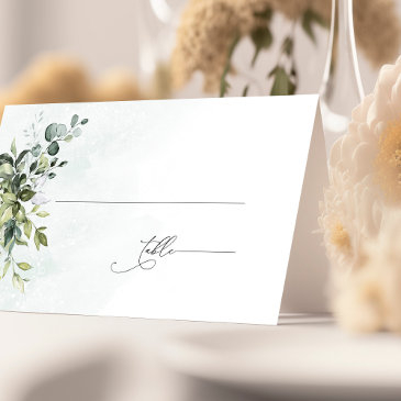 greenery minimalist script wedding place invitations