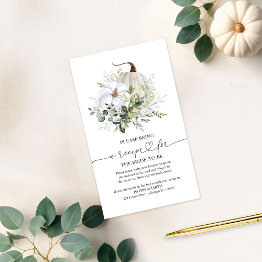 Small Greenery Pumpkin Bridal Shower Recipe Request Enclosure Invitations Front View