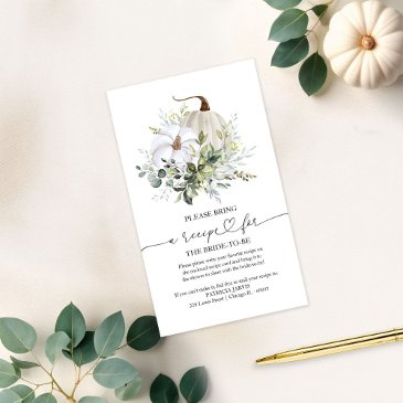 greenery pumpkin bridal shower recipe request enclosure invitations