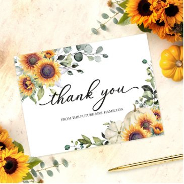 greenery sunflowers fall bridal shower thank you postinvitations