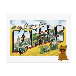 Small Greetings From Kansas! Cairn Terrier Toto Postinvitations Front View