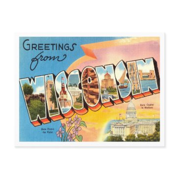 greetings from wisconsin vintage travel postinvitations