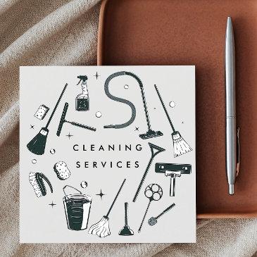 grey cleaning services square business invitations