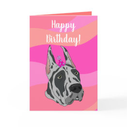 Small Grey Great Dane Birthday Invitations Front View