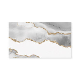 Small Grey White Marble Agate Refined Golden Glitter Business Invitations Front View