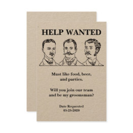 Small Groomsman Request Help Wanted Ad Invitation Front View