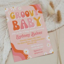 Small Groovy Baby Shower Invitation Front View