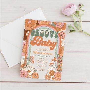 groovy rainbow baby shower invite 70s