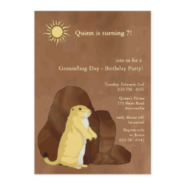 Small Groundhog Day Birthday Party Invitation Front View