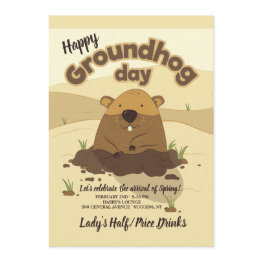 Small Groundhog Day Invitations Front View