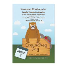 Small Groundhog Day Invitations Front View