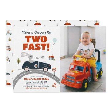 growing up two fast cars birthday invitation