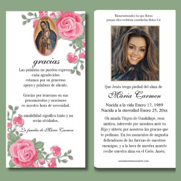 guadalupe virgin mary funeral condolence spanish thank you invitations