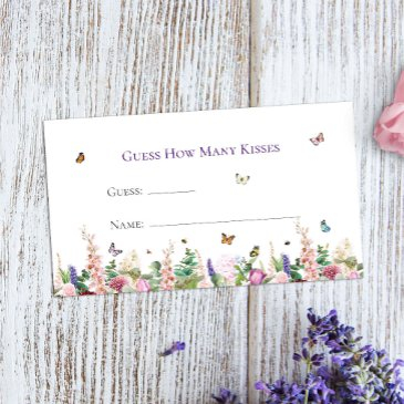 guess how many kisses floral butterfly game enclosure invitations