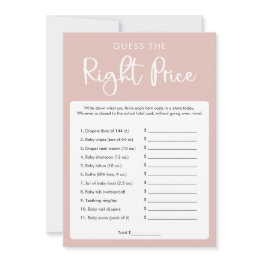 Small Guess The Right Price Baby Shower Game Invitation Front View