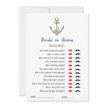 'guess who' nautical anchor bridal shower game invitation