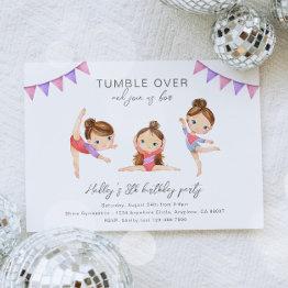 Small Gymnastics Birthday Party Invitation Front View