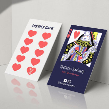 hair queen of hearts navy hairdresser beauty salon loyalty invitations