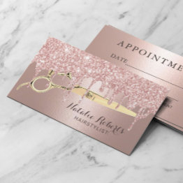 Small Hair Salon Rose Gold Glitter Drips Appointment Front View