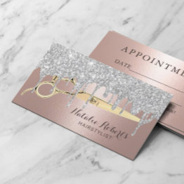 Small Hair Salon Rose Gold & Silver Drips Appointment Front View