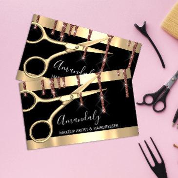 hair stylist hairdresser golden scissors coiffeur business invitations