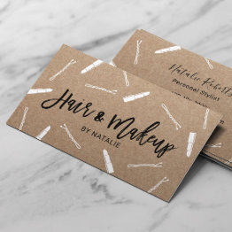 Small Hair Stylist & Makeup Artist Beauty Salon Kraft Business Invitations Front View