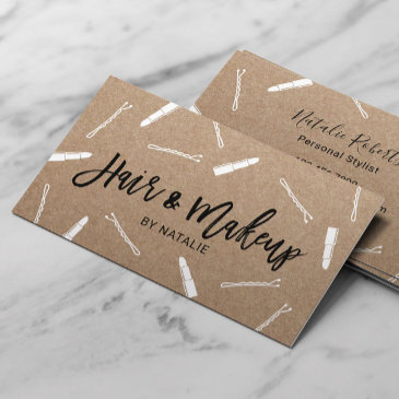 hair stylist & makeup artist beauty salon kraft business invitations
