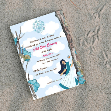 half saree ritu kala samskara butterfly invitation