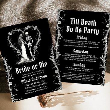 halloween bride or die skeleton bachelorette party invitation