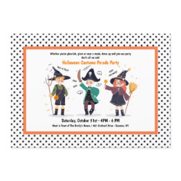 Small Halloween Characters Costume Party Parade Invitation Front View