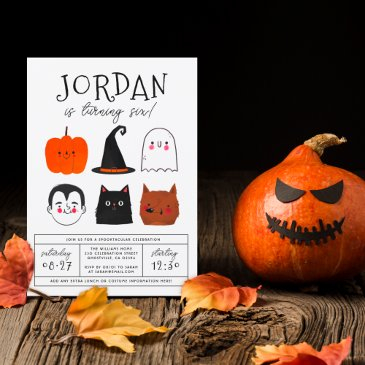 halloween friends cute modern boy birthday party invitation