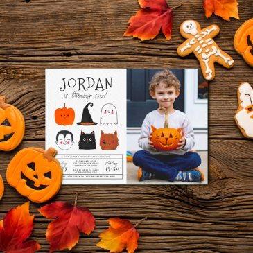halloween friends cute modern boy birthday photo invitation
