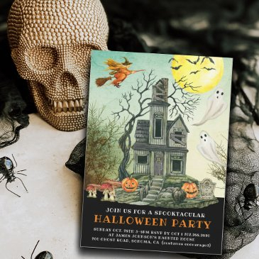 halloween haunted house party invitation