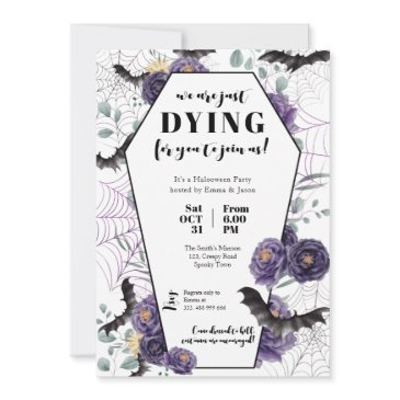 halloween party invitation floral grave