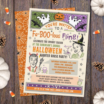 halloween party retro fall humor faboolous fling invitation