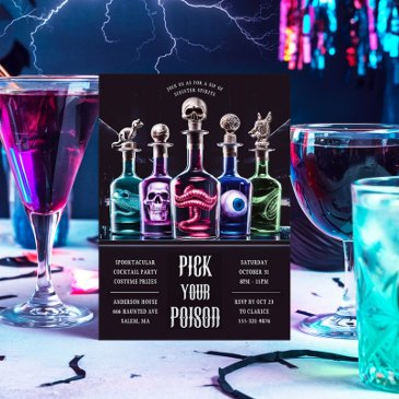 halloween pick your poison custom foil invitation