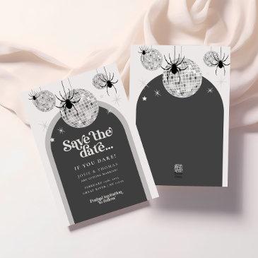 halloween retro disco spider wedding save the date invitation