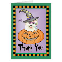 Small Halloween Samoyed Thank You Invitations Front View