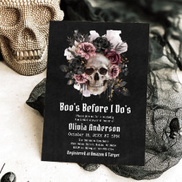 Small Halloween Skull Boo's Before I Do's Bridal Shower Invitation Front View