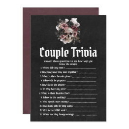 Small Halloween Skull Couple Trivia Bridal Shower Game Invitation Front View