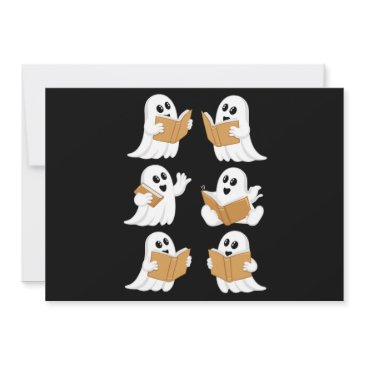 halloween teacher ghost reading books librarian invitation