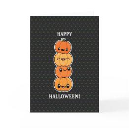 Small Halloween Treats Pumpkins Holiday Invitations Front View