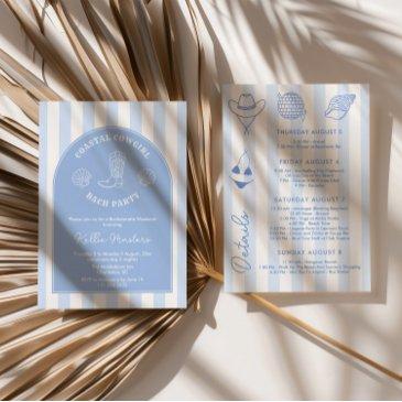 hand drawn coastal cowgirl bachelorette weekend invitation