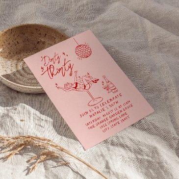 hand drawn dirty thirty 30th fun birthday party invitation