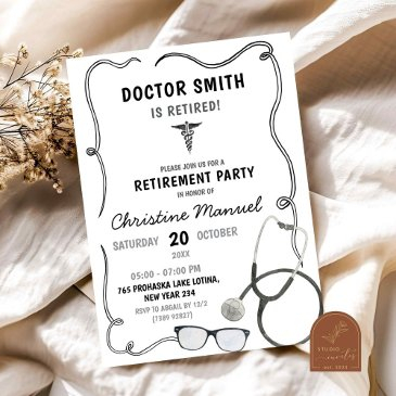 hand drawn doctor retirement party invitation
