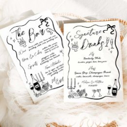 Small Hand Drawn Drawings Doodles Wedding Bar Menu Front View