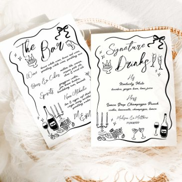 hand drawn drawings doodles wedding bar menu